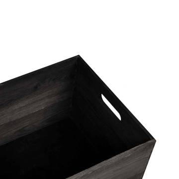 Wooden Box with Handles - Black Solid Pine | HipoMarket