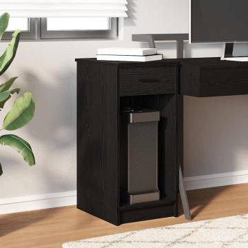 Computer Tower Stand with Drawer - Black 35x45x77 cm