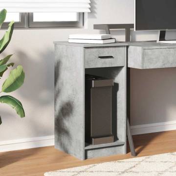 Computer Tower Stand with Drawer - Concrete Grey 35x45x77 cm