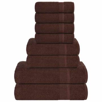 8 Piece Brown Towel Set - 100% Cotton, 360 gsm | HipoMarket