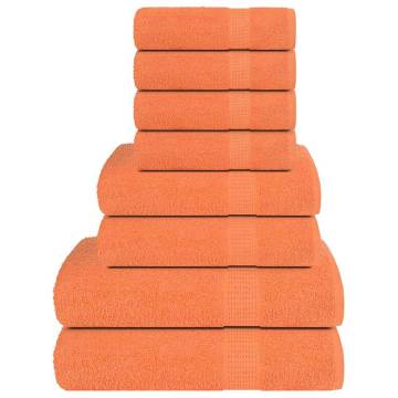 8 Piece Orange Towel Set - 100% Cotton, Soft & Absorbent