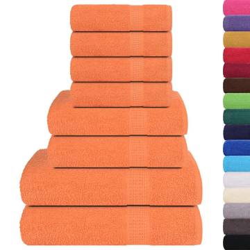 8 Piece Orange Towel Set - 100% Cotton, Soft & Absorbent