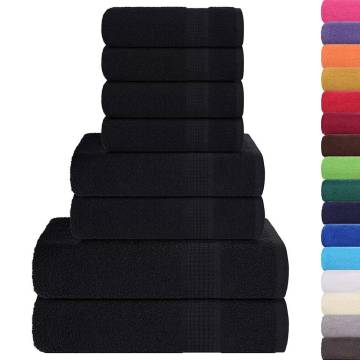 8 Piece Black Towel Set - 100% Cotton, Soft & Absorbent