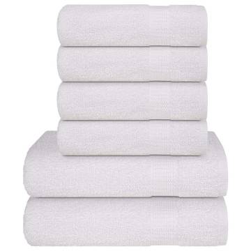 6 Piece White Towel Set - 100% Cotton, 360 GSM | HipoMarket UK