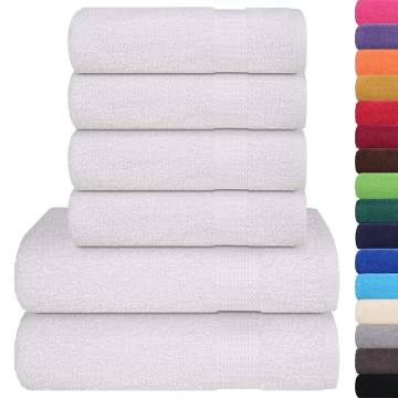 6 Piece White Towel Set - 100% Cotton, 360 GSM | HipoMarket UK