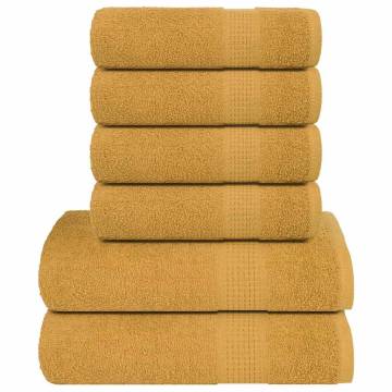 6 Piece Gold Towel Set - 100% Cotton, 360 GSM | Hipo Market