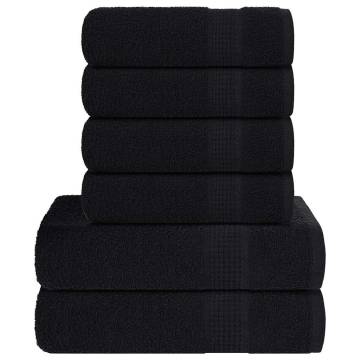 6 Piece Black Towel Set - 100% Cotton, 360 GSM | Hipomarket