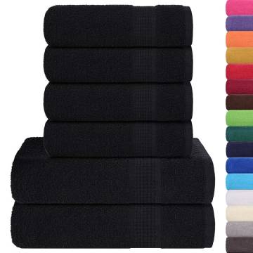 6 Piece Black Towel Set - 100% Cotton, 360 GSM | Hipomarket