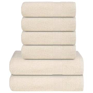 6 Piece Cream Towel Set - 100% Cotton, 360 GSM | HiPo Market