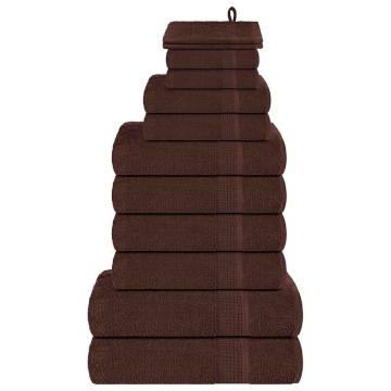 12 Piece Brown Towel Set - 100% Cotton, 360 gsm | HipoMarket