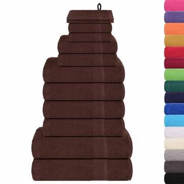 12 Piece Brown Towel Set - 100% Cotton, 360 gsm | HipoMarket