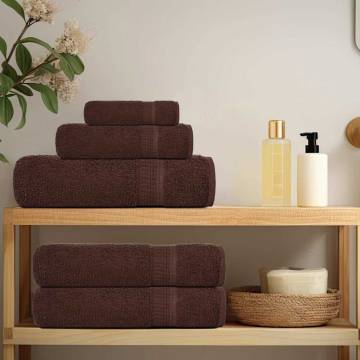 12 Piece Brown Towel Set - 100% Cotton, 360 gsm | HipoMarket