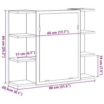 Bathroom Mirror Cabinet - Concrete Grey 80x20.5x64 cm