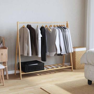 Bamboo Clothes Rack with Shelves - Stylish & Functional