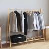 Bamboo Clothes Rack with Shelves - Stylish & Functional