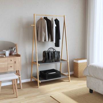 Bamboo Clothes Rack with Shelves - Stylish & Durable Design