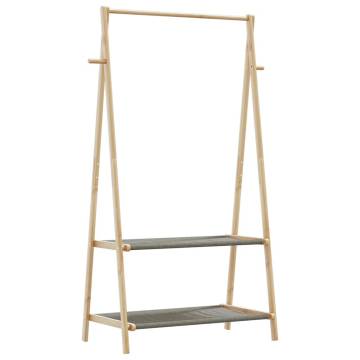 Bamboo Clothes Rack with Shelves - Stylish & Durable Design