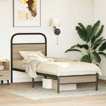 Smoked Oak Bed Frame 75x190 cm - Elegant & Sturdy Design