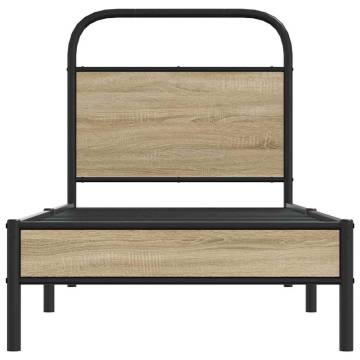 Smoked Oak Bed Frame 75x190 cm - Elegant & Sturdy Design