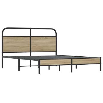 Stylish Smoked Oak Bed Frame 160x200 cm - No Mattress Included