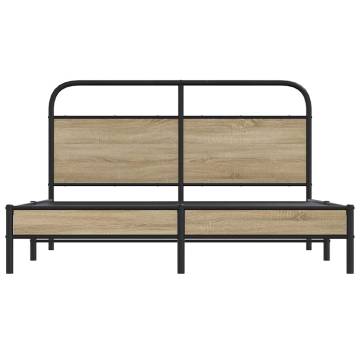 Stylish Smoked Oak Bed Frame 160x200 cm - No Mattress Included