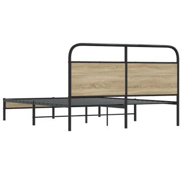 Stylish Smoked Oak Bed Frame 160x200 cm - No Mattress Included