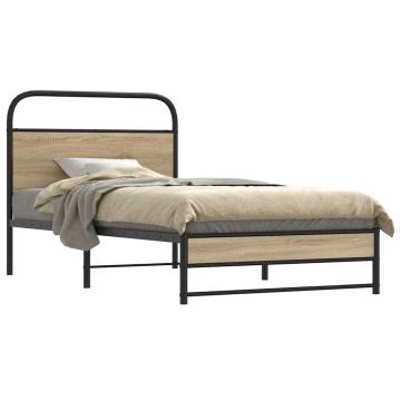 Smoked Oak Bed Frame Without Mattress 90x200 cm - Hipomarket