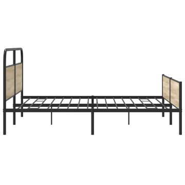 Stylish Metal Bed Frame in Smoked Oak - 183x213 cm