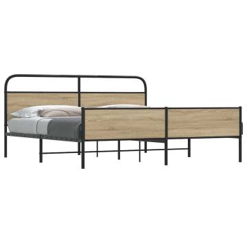 Metal Bed Frame without Mattress - Smoked Oak 200x200 cm