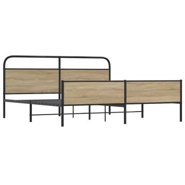 Metal Bed Frame without Mattress - Smoked Oak 200x200 cm