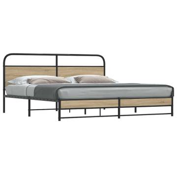 Metal Bed Frame without Mattress - Smoked Oak, Super King Size