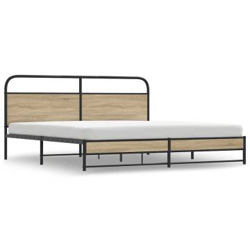 Metal Bed Frame without Mattress - Smoked Oak, Super King Size