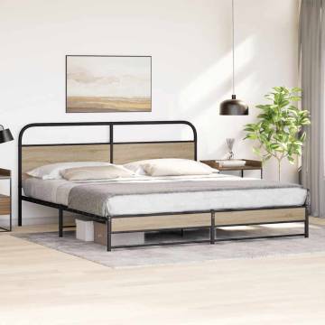 Metal Bed Frame without Mattress - Smoked Oak, Super King Size