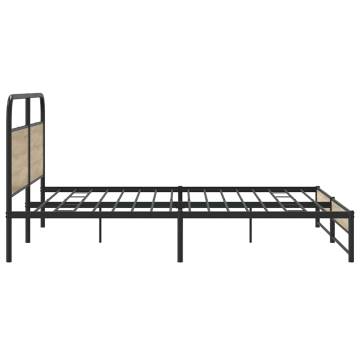 Metal Bed Frame without Mattress - Smoked Oak, Super King Size