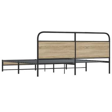 Metal Bed Frame without Mattress - Smoked Oak, Super King Size