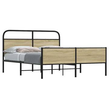 Metal Bed Frame without Mattress - Sonoma Oak 160x200 cm