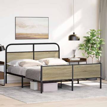 Metal Bed Frame without Mattress - Sonoma Oak 160x200 cm