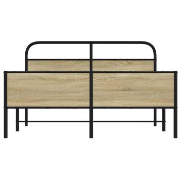 Metal Bed Frame without Mattress - Sonoma Oak 160x200 cm