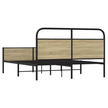 Metal Bed Frame without Mattress - Sonoma Oak 160x200 cm