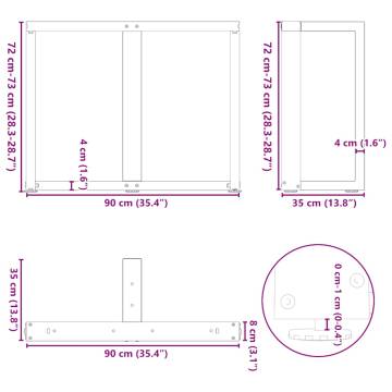 T-Shaped Dining Table Legs - 2 pcs Anthracite Steel 90x35 cm