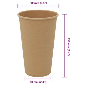 Paper Coffee Cups 1000 pcs 16oz Brown - Durable & Leak-Proof