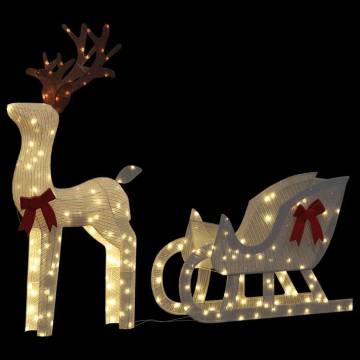 Christmas Decoration Reindeer & Sleigh with 100 LEDs - Cold White