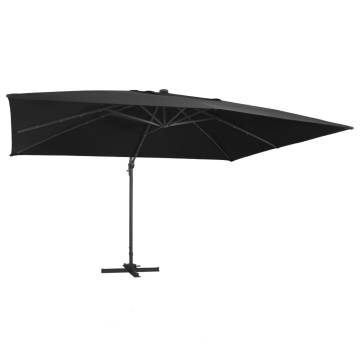 Cantilever Garden Parasol with LED Lights - Black 400x300 cm