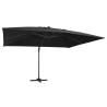 Cantilever Garden Parasol with LED Lights - Black 400x300 cm