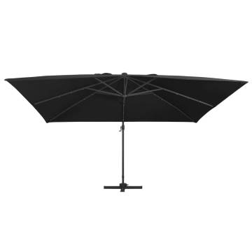 Cantilever Garden Parasol with LED Lights - Black 400x300 cm