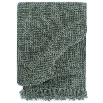 Cozy Dark Green Cotton Throw 220x250 cm | Hipo Market