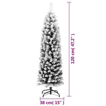 Slim Flocked Snow Christmas Tree 120 cm - Eco-Friendly Decor