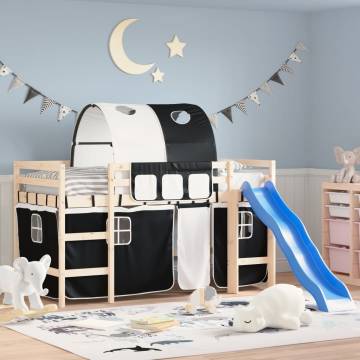 Stylish Curtains for Loft Bed with Tunnel - White & Black