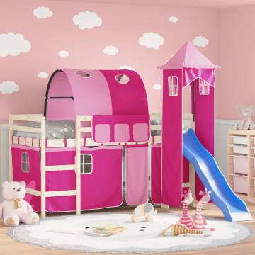 Loft Bed Curtains with Tunnel & Tower - Pink | Hipo Market