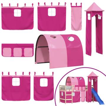 Loft Bed Curtains with Tunnel & Tower - Pink | Hipo Market